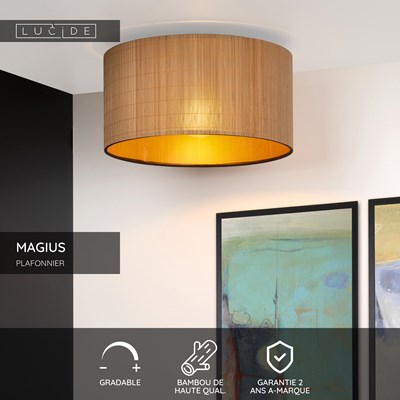 Lucide MAGIUS - Plafonnier - Ø 42 cm - 1xE27 - Naturel